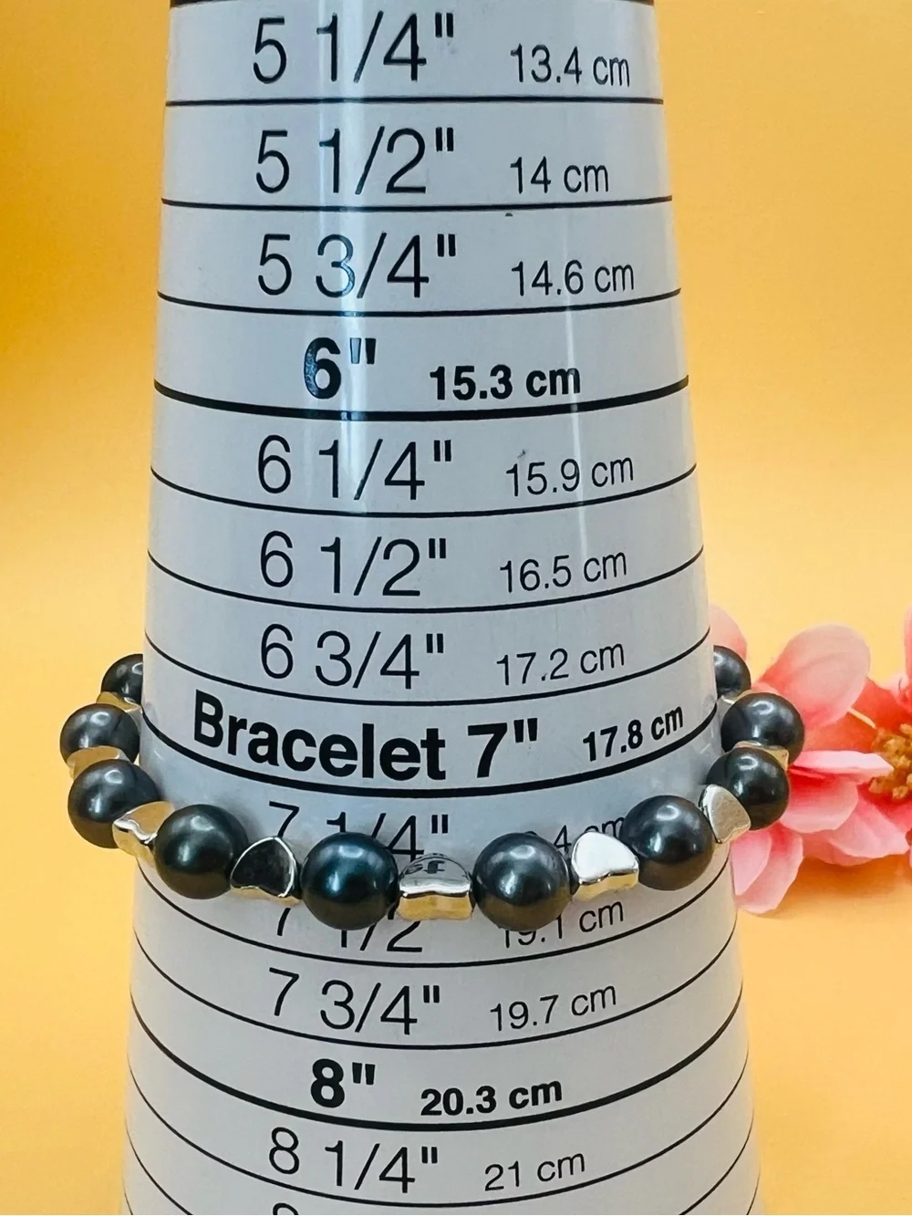 Elegant Black Pearl Heart Accent Bracelet